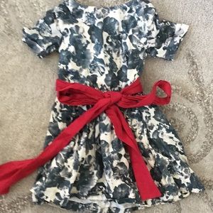 Tea floral dress with red sash size 3